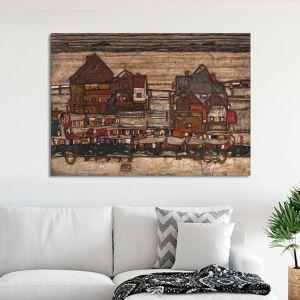 Canvas print Houses with laundry lines and suburban, Schiele Egon