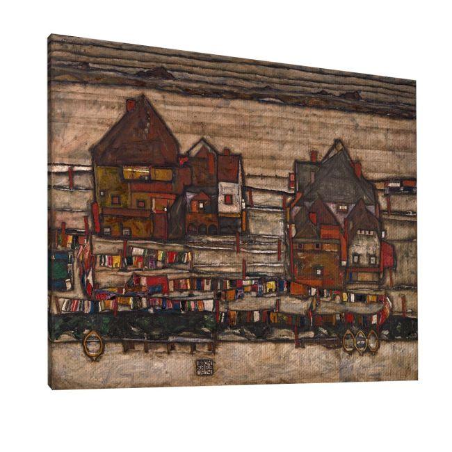 Canvas print Houses with laundry lines and suburban, Schiele Egon