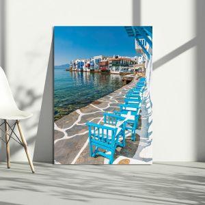 Canvas print Mykonos little Venice sidewalk