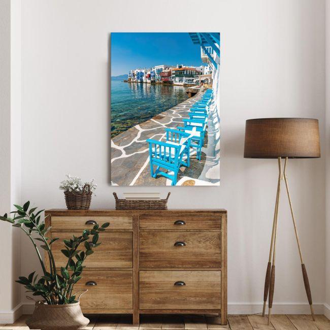 Canvas print Mykonos little Venice sidewalk