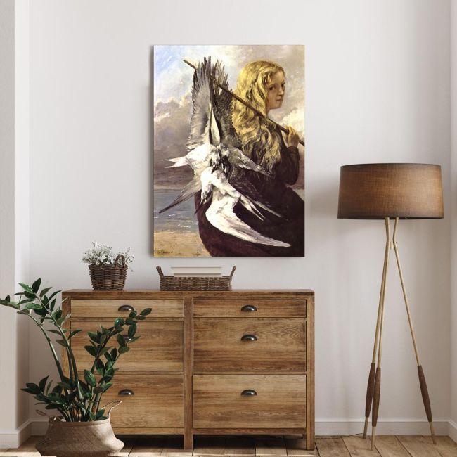 Canvas print Girl wth seagulls, Courbet Gustave