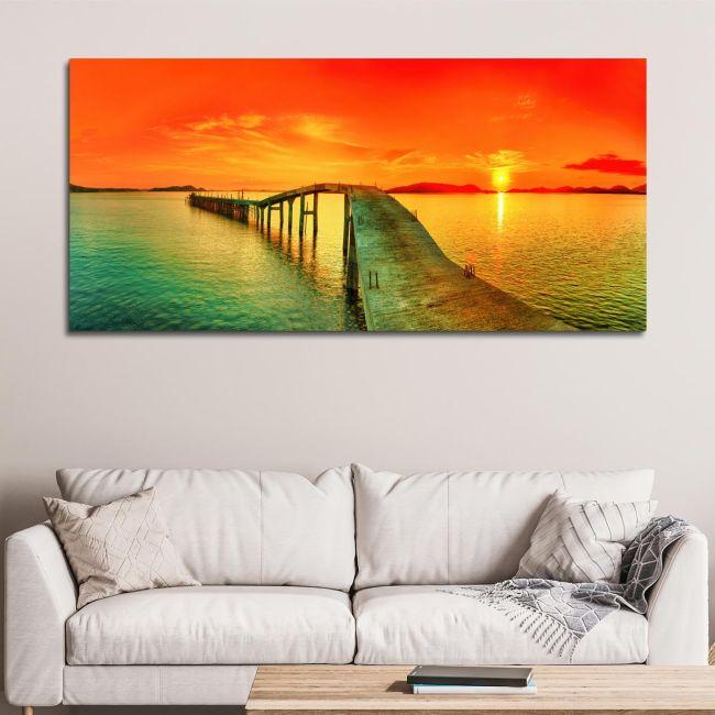 Πίνακας σε καμβά Lagoon sunset, πανοραμικός
