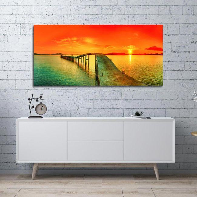 Πίνακας σε καμβά Lagoon sunset, πανοραμικός