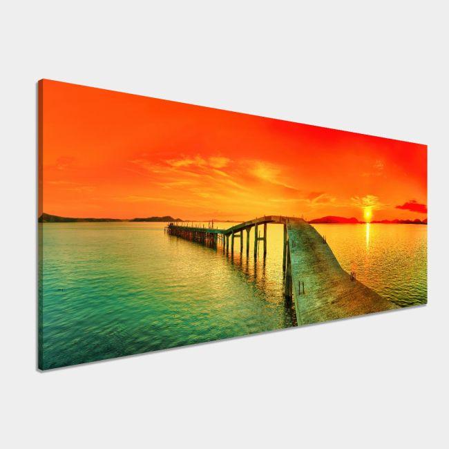 Canvas print Lagoon sunset, panoramic