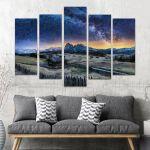 Canvas print Cloudless night five panels