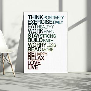 Πίνακας σε καμβά Think positively black