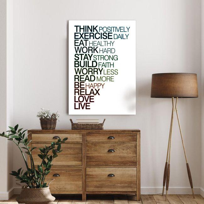 Πίνακας σε καμβά Think positively black