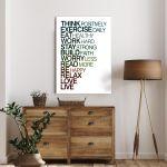 Πίνακας σε καμβά Think positively black