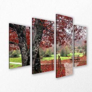 Canvas print Red leaves, four panels 2