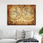 Canvas print Vintage world map 1733