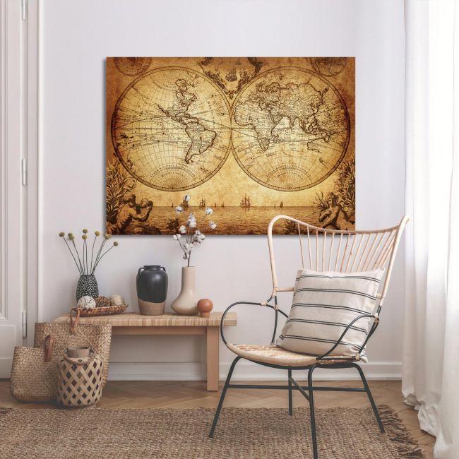 Canvas print Vintage world map 1733