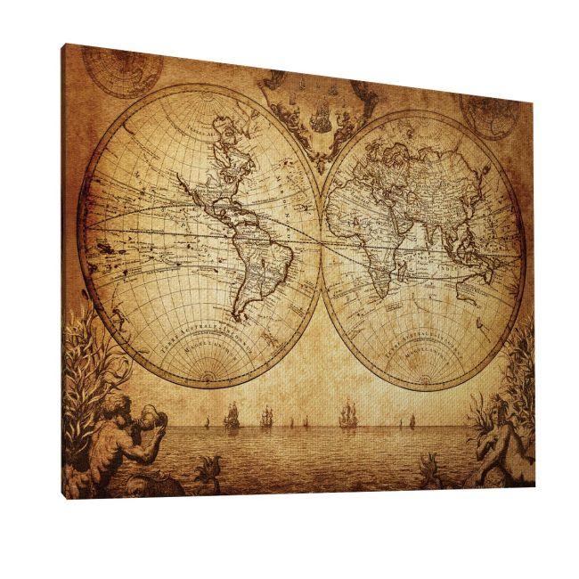 Canvas print Vintage world map 1733