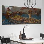 Canvas print Ulysses and the Sirens, Waterhouse J. W. panoramic