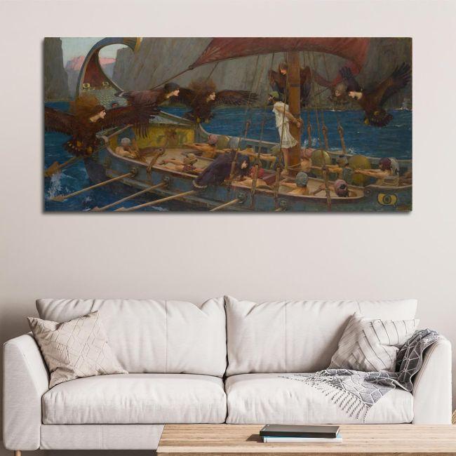 Canvas print Ulysses and the Sirens, Waterhouse J. W. panoramic