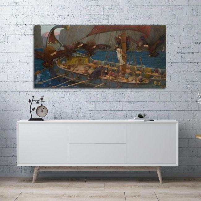 Canvas print Ulysses and the Sirens, Waterhouse J. W. panoramic