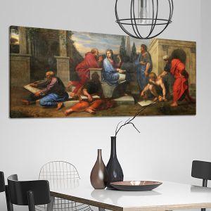 Canvas print Aspasia surrounded by philosophers Michel Corneille the Younger panoramic Framed canvas View 1 2