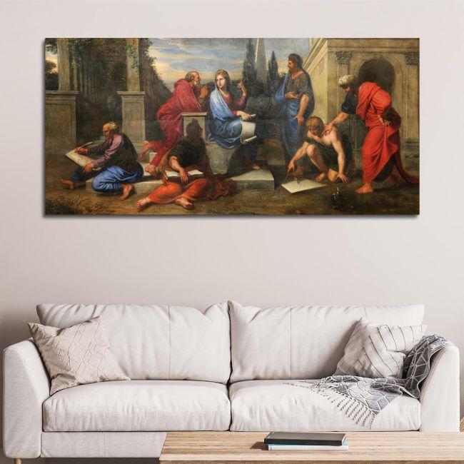 Canvas print Aspasia surrounded by philosophers, Michel Corneille the Younger panoramic