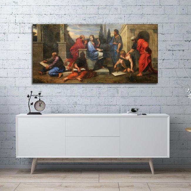 Canvas print Aspasia surrounded by philosophers, Michel Corneille the Younger panoramic