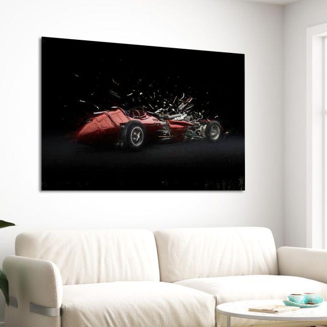 Canvas print Vintage red car painting