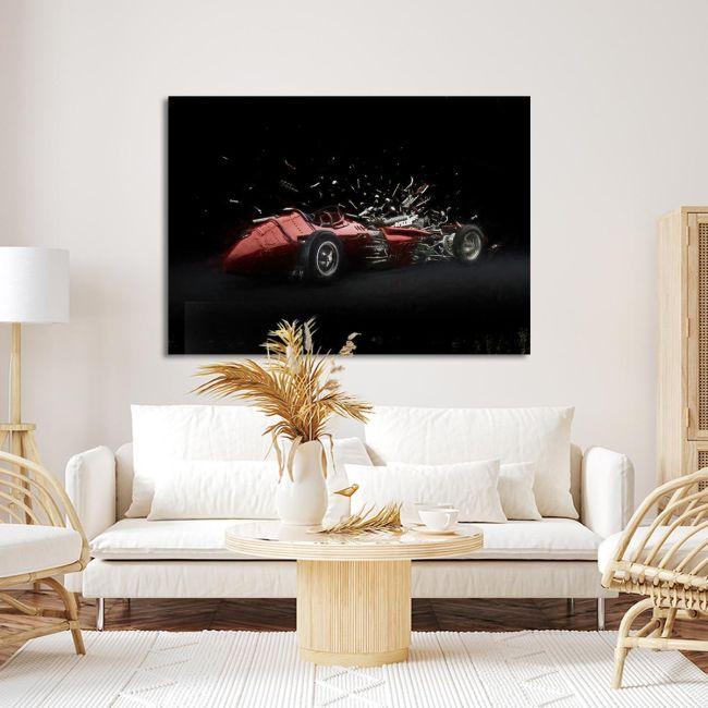 Πίνακας σε καμβά Vintage red car painting