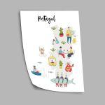 Customs and culture Portugal map, poster