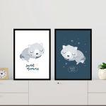 Kids canvas print Sleepy Fox, diptych