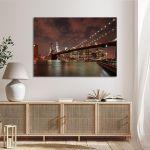 Canvas print New York, Brooklyn bridge lights