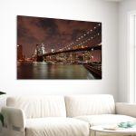 Canvas print New York, Brooklyn bridge lights