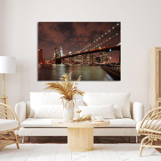 Πίνακας σε καμβά Νέα Υόρκη, Brooklyn bridge lights