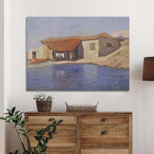 Canvas printFisherman's house with a boat, Oikonomou