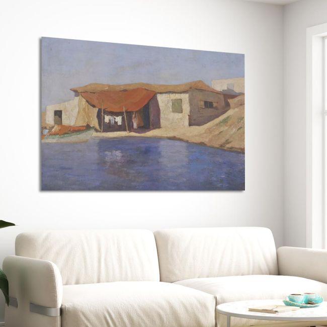 Canvas printFisherman's house with a boat, Oikonomou