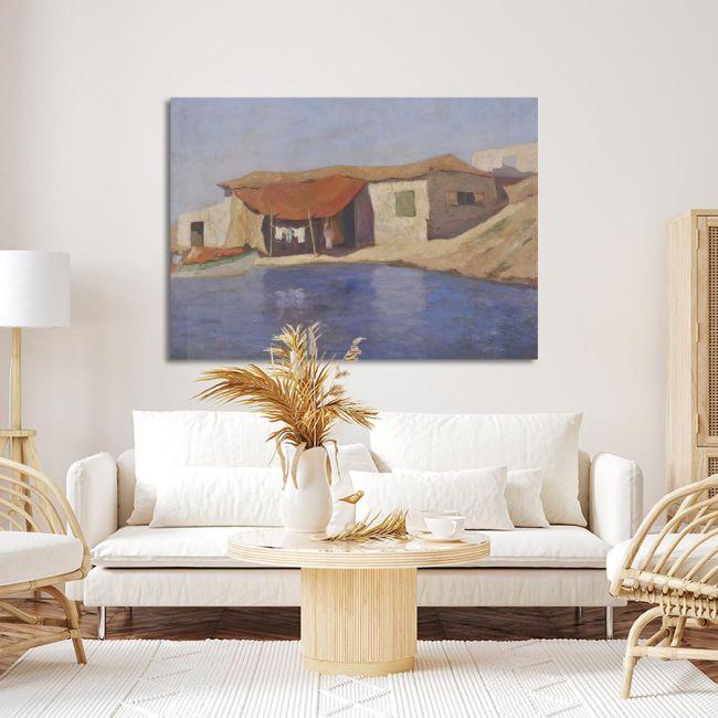 Canvas printFisherman's house with a boat, Oikonomou