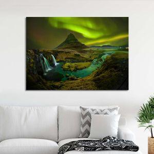 Πίνακας σε καμβά Βόρειο Σέλας, Aurora at Kirkjufell