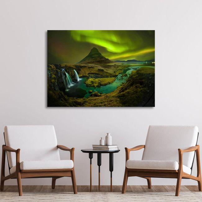 Canvas printAurora at Kirkjufell