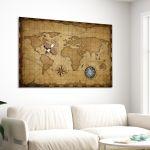 Canvas print Οld world map wooden plane