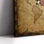 Πίνακας σε καμβά Οld world map wooden plane