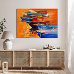 Πίνακας σε καμβά βάρκες Boats Καμβάς τελαρωμένος Όψη 1 2