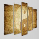 Canvas print Grunge yin yang five panels