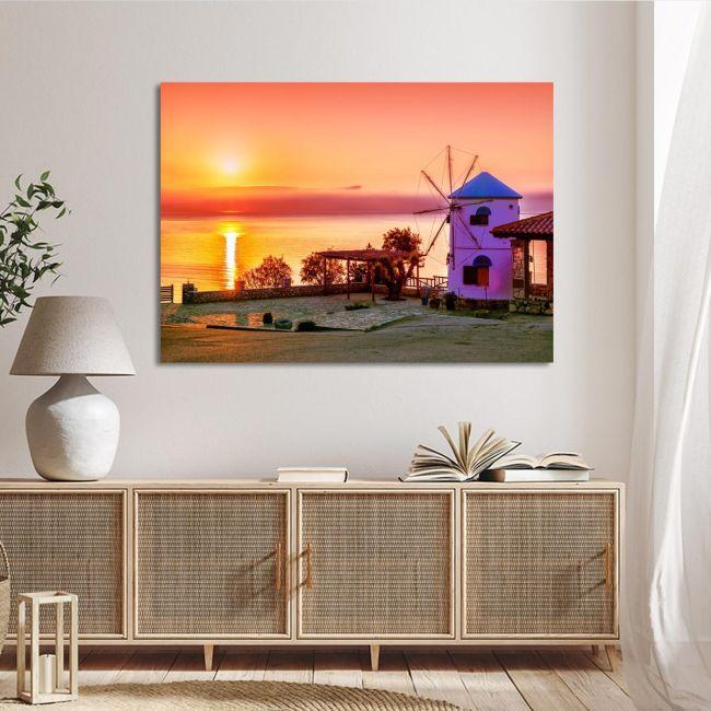 Canvas printTraditional windmill against sunrise, Zakynthos