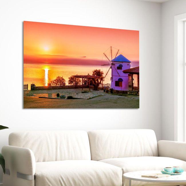 Canvas printTraditional windmill against sunrise, Zakynthos