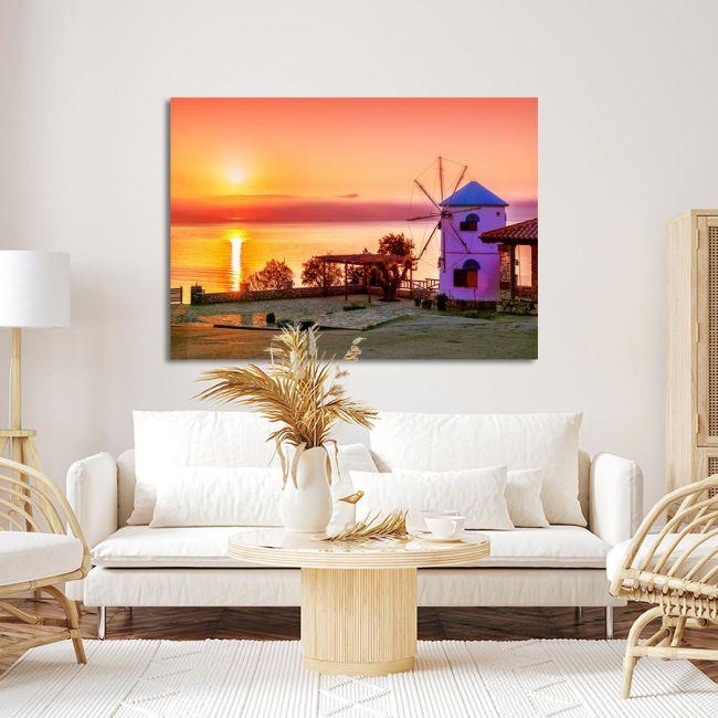 Canvas printTraditional windmill against sunrise, Zakynthos