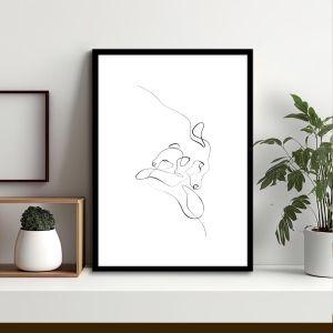 Animals line art, cow and calf, αφίσα, κάδρο