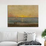 Canvas print Sunset near Villerville, Daubigny C.F.
