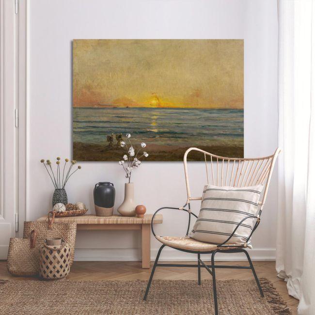 Canvas print Sunset near Villerville, Daubigny C.F.