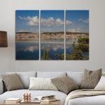 Canvas print Sunset view of greek city of Argostoli,3 panels