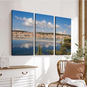 Canvas print Sunset view of greek city of Argostoli,3 panels 2