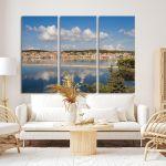 Canvas print Sunset view of greek city of Argostoli,3 panels