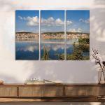 Canvas print Sunset view of greek city of Argostoli,3 panels