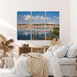 Canvas print Sunset view of greek city of Argostoli,3 panels