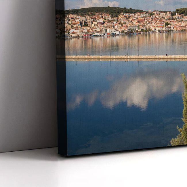 Πίνακας σε καμβά Αργοστόλι, Sunset view of greek city of Argostoli, τρίπτυχος